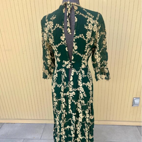 RARE 70s Ossie Clark Celia Birtwell Soviet Rose Print Chiffon Vintage Maxi Dress - Picture 4 of 7